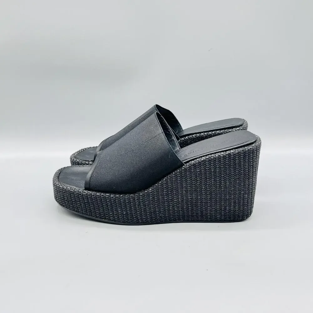 Donald J Pliner Sandals Womens 8 Black Slide Platform Wedge Shoes